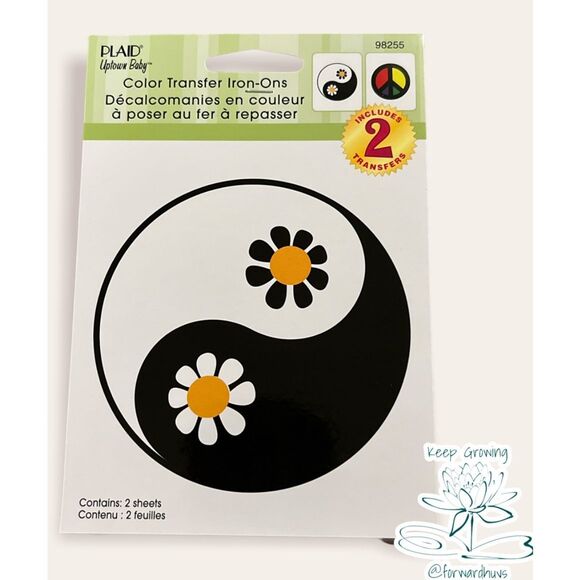 Peace Sign & Yin Yang Iron On Transfer 2 Pack - Picture 1 of 6